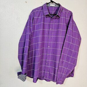 Coofandy VTG Men's Lilac Casual Shirt Contrasting Turn Back Cuffs Size  XXXL